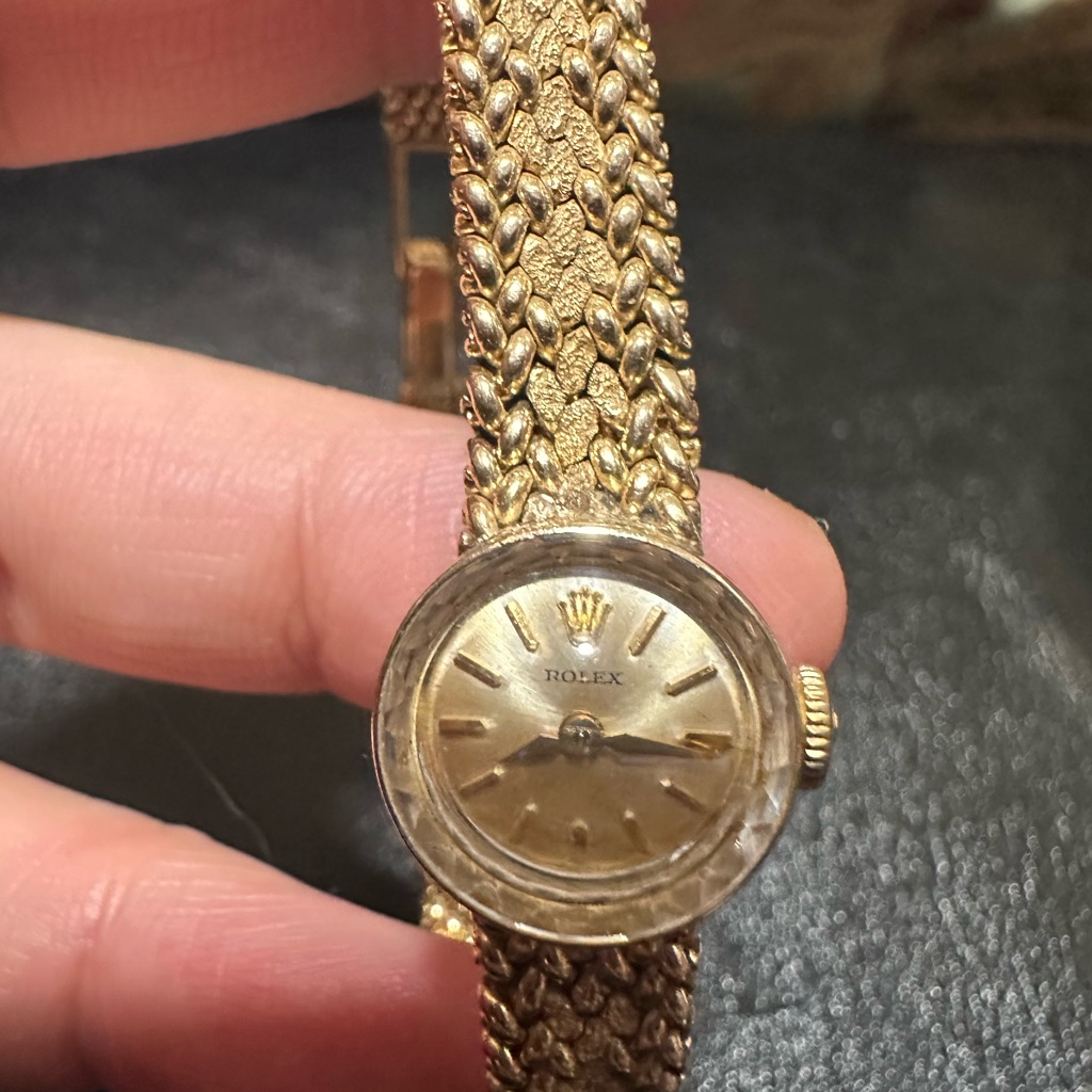 14k Solid Gold Rolex Womens Gold Textured Watch